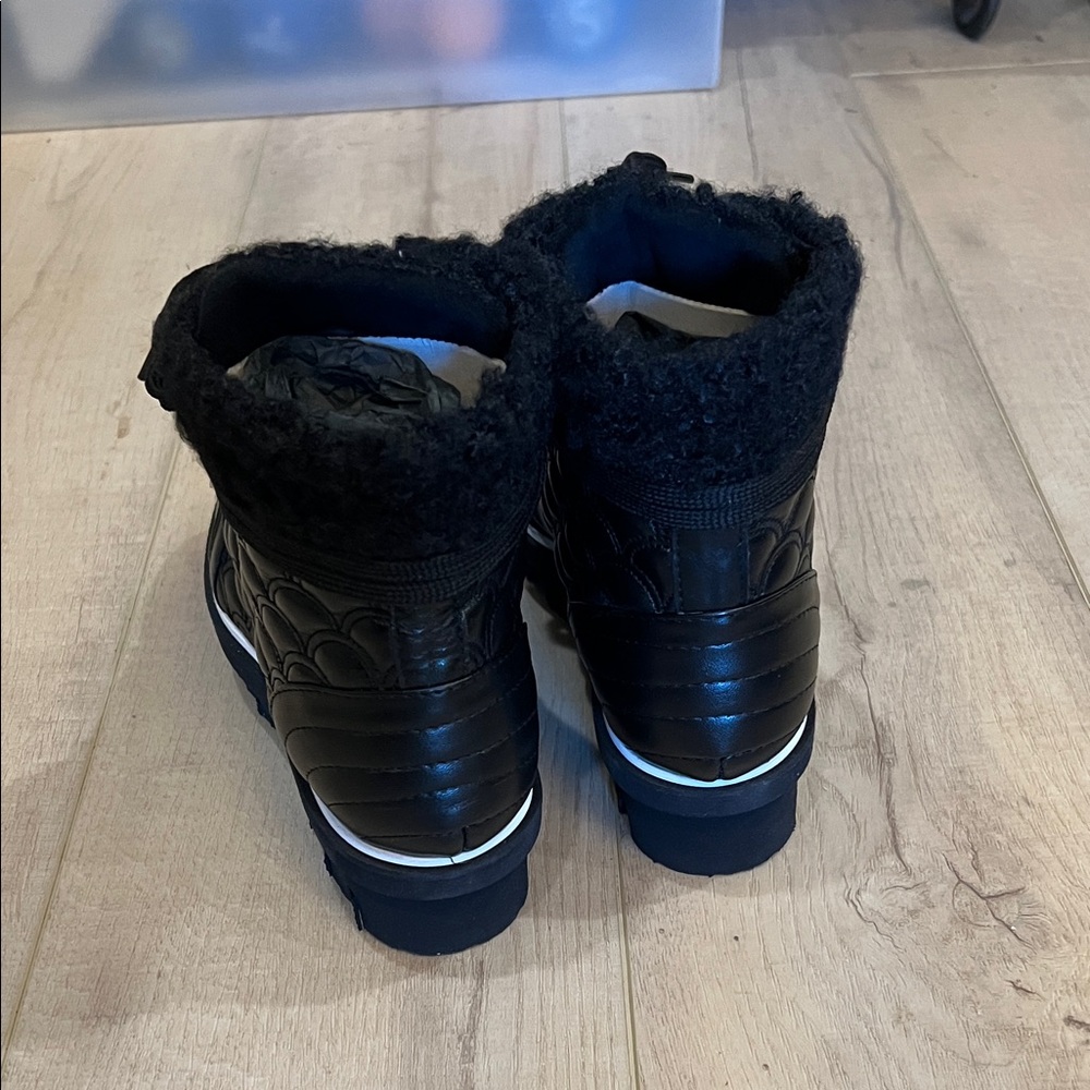 Baldinini Trend Black Leather Shearling Lace-Up Boots EU 38 / US 7.5–8 – New‎ - Picture 3 of 4